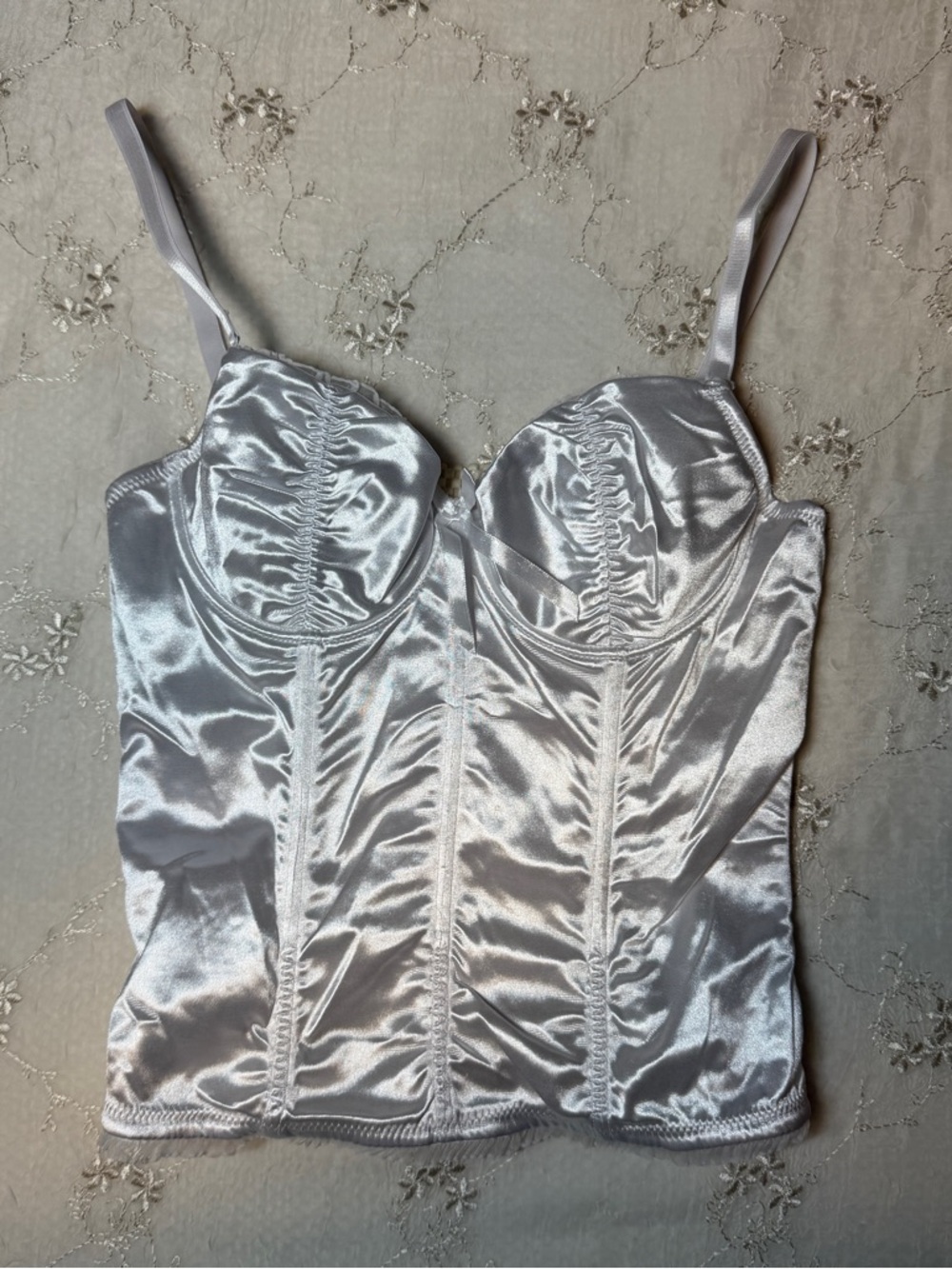 vintage y2k white satin corset top deadstock nwt – size large